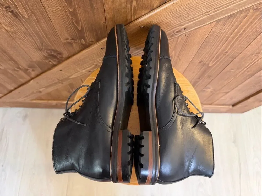 Rush Men’s Size 9 Genuine Leather Black Lace-Up Cap Toe Boots